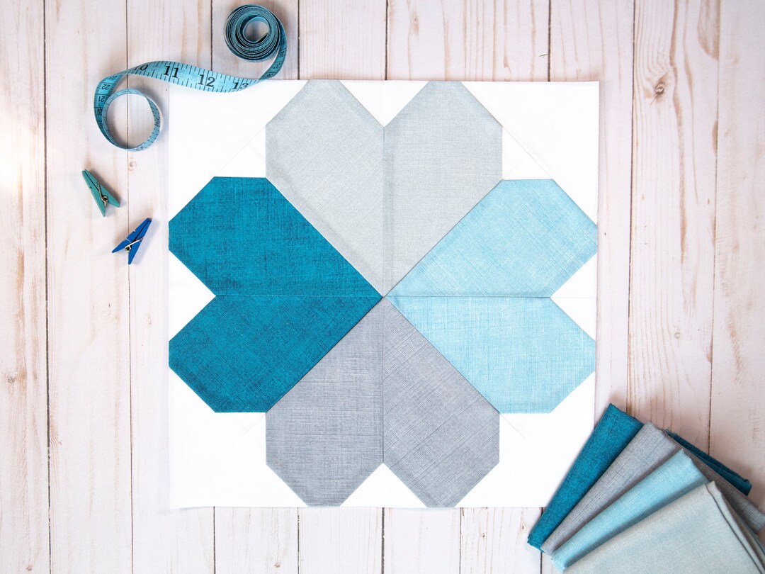 April Patterns Flower and Hearts Quilt Block Pattern - Foundation Paper Piecing (FPP ...