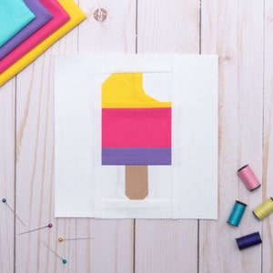 Summer Bite Popsicle Foundation Paper Piecing (FPP) Quilt Block Pattern - PDF Download