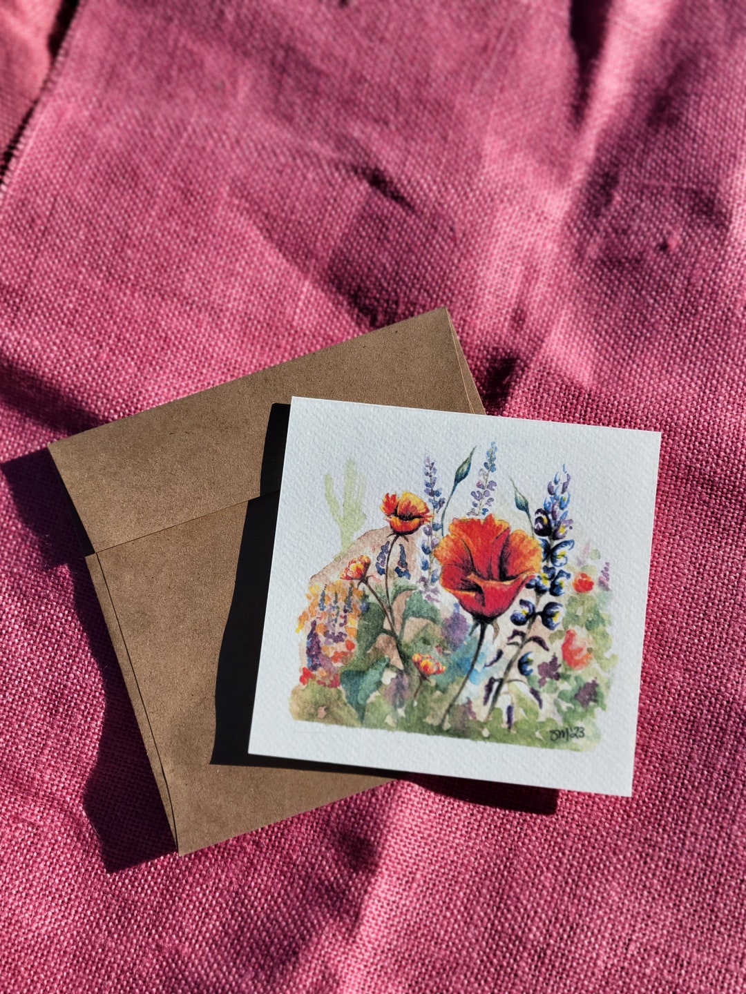 Mexican Poppies Watercolor Note Card, Spring Flowers Blank Card - Etsy