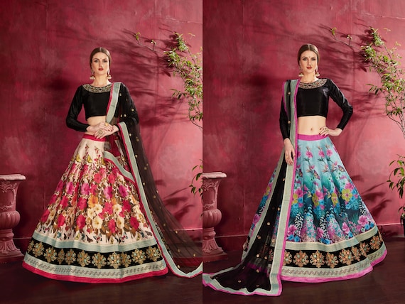 Designer Bridal Silk Lehenga Choli With Sequence Zari and Embroidery Work  With Soft Net Dupatta , Bridal Lehenga Choli , Reception Lehenga -   Canada