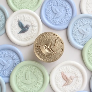 Sello de cera de colibrí, diseño Original, carta de boda, diario, invitación, planificador, sello de sellado