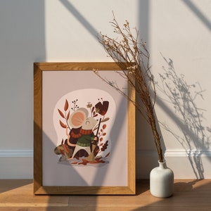 Póster de pared ilustrado tema animal ratón habitación infantil o bebé A5 o A4