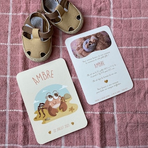 Faire-part Naissance Fille Personnalisé – Signe Astrologique Cancer, Crabe Illustré, Format A6