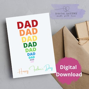 Tarjeta imprimible del Día del Padre Feliz, Tarjeta de Papá, Tarjeta del Abuelo, Tarjeta del Día del Padre Feliz