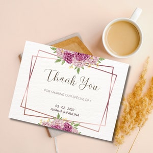 Carte d'invitation de mariage aquarelle fleur élégante colorée taille standard "14.8 X 10.5" papier cartonné ou papier