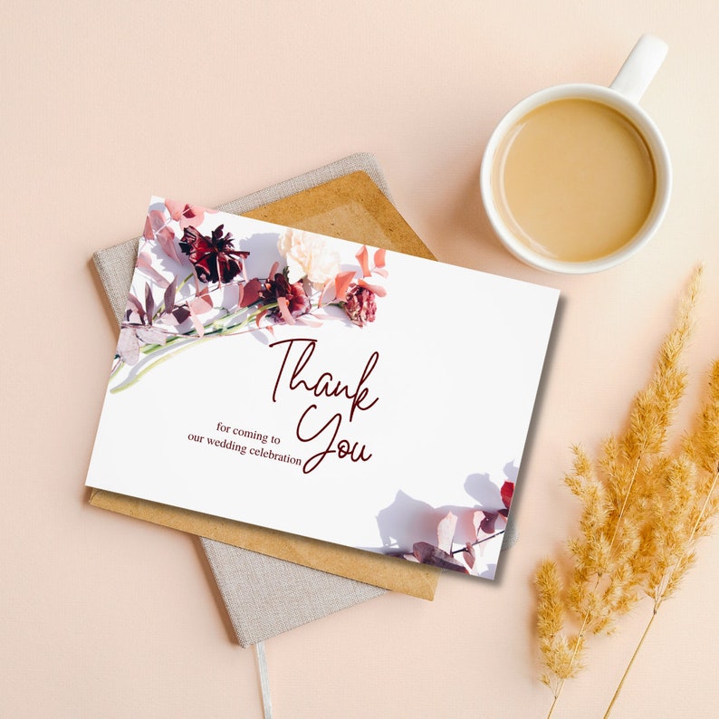 Printable Thank You Card for Wedding Anniversary Standard Size 14.8 X
