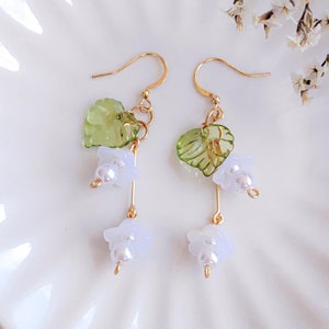 Maiglöckchen Ohrringe - Blütenorchideen Ohrring | Fairycore Aesthetic, Cottagecore, Frühling Ohrring | Geschenk für Sie