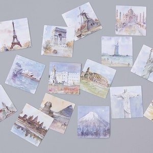 45 Stück Travel City Wahrzeichen Aufkleber, bereisen Bullet Journal Sticker Travel City Planer Sticker Scrapbook Geschenk Dekor Umschlag Dich