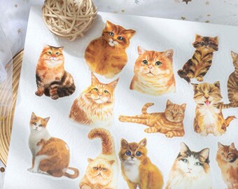 30pcs Cat Stickers, Kitten Bullet Journal Sticker, Cute Cat Planner Sticker, Kitten Scrapbooking Diary Sticker Gift Decoration Envelope seal