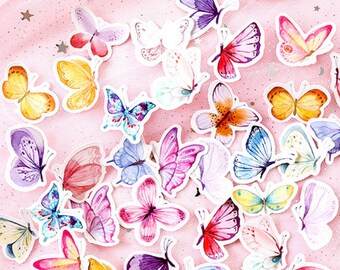 46pcs Colorful Butterfly Stickers, Butterfly Bullet Journal Sticker Planner Sticker Scrapbooking Diary Sticker Gift Decoration Envelope seal