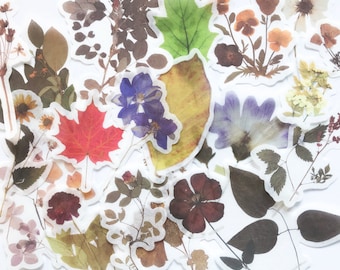 60pcs Large Vintage Flower Leaf Botanical Stickers, Vintage Flower Bullet Journal Sticker, Planner Sticker, Scrapbook Envelope Seal