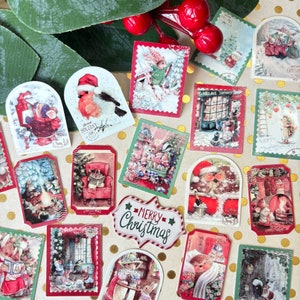 40 adesivi con timbro a forma di animale di Natale, adesivi vintage per diario con proiettile di Natale in lamina d'oro, decorazione per confezioni regalo di Natale, sigillo per buste di Natale