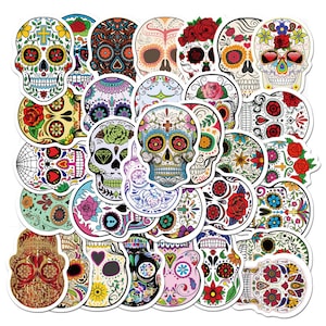 25pcs Sugar Skull Vinyl Sticker Bomb Pack, Waterproof Skeleton Bombing Stickers for Skateboard Water Bottle Laptop Cellphone Luggage Car