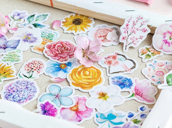 6 Packs Scrapbook Stickers Flower Stickers Decoration Sticker Planner  Stickers Assorted in Plant Stickers Clear PET for Scrapbooking Diary Album