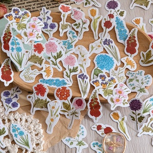 46 pcs Sticker belle fleur, Sticker journal Bullet fleur, Sticker agenda floral, Scrapbooking, Décoration cadeau, Joint d'enveloppe