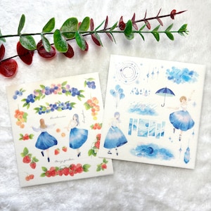 Stickers ballerines bleus, lot de 2 autocollants de journal de jeune femme danseuse, autocollants pour agenda, scrapbooking, cadeau, décoration, enveloppe, décor de journal intime