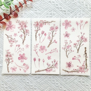 3 fogli adesivo fiore rosa, adesivo diario proiettile fiore di ciliegio, adesivo Sakura Planner, album di ritagli, decorazione regalo, sigillo busta