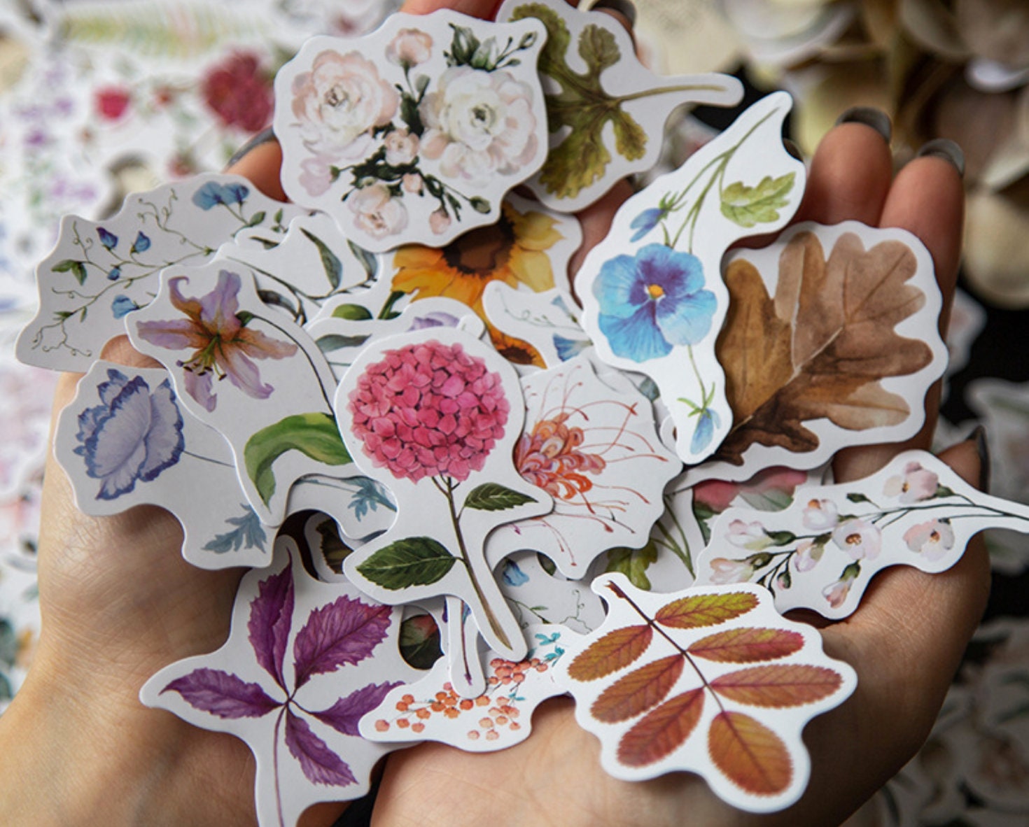 30pcs large colorful flower stickers, bullet journal flower sticker, flower planner sticker, scrapbook sticker gift decoration envelope seal