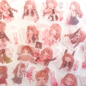 40 süsse Kawaii Mädchen Aufkleber, schönes Mädchen Bullet Journal Aufkleber Planer Aufkleber Scrapbook Geschenk Dekoration Umschlag Dichtung Tagebuch Dekor