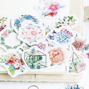 46stk Blumenaufkleber, Blumenkranz Bullet Journal Aufkleber, Blumenaufkleber für Planner, Blumen Scrapbook Aufkleber, Blumen Umschlag Aufkleber