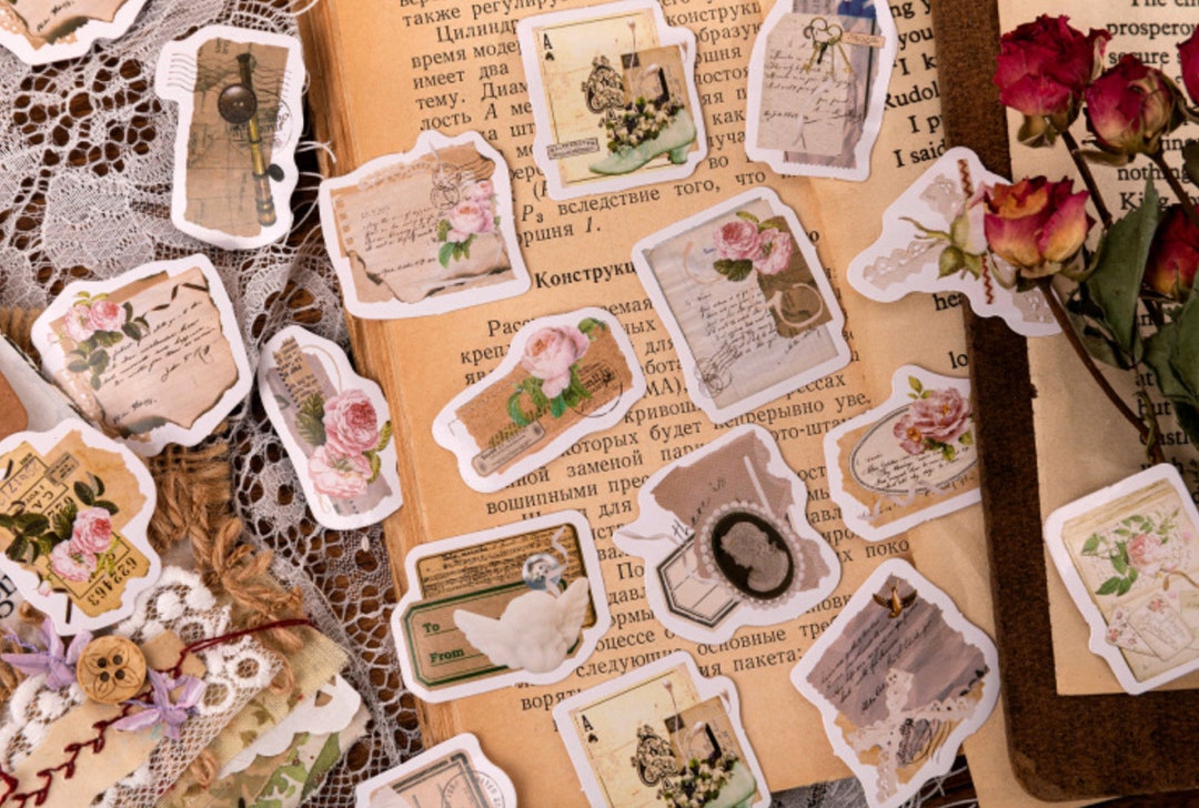 46pcs Vintage Floral Letter Sticker Retro Mail Bullet Journal Etsy