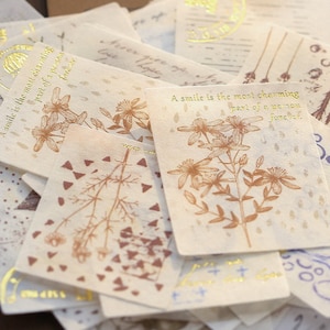 40 pcs feuille d'or nature timbre autocollants, fleur vintage botanique bullet journal autocollant planificateur autocollant Scrapbook cadeau décor enveloppe joint