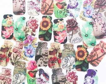 45pcs Vintage Flower Bottle Silhouette Stickers, Mason Jar Bullet Journal Sticker Planner Sticker Scrapbooking Diary Sticker Envelope seal
