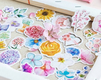 45pcs colorful flower stickers, bullet journal flower stickers, flower planner stickers, scrapbook stickers gift decoration envelope seal