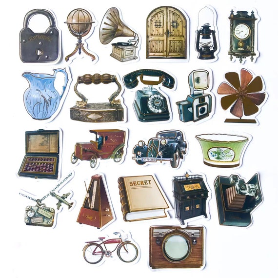 Eowppue Lot De 290 Autocollants Vintage Pour Scrapbooking, Matériaux Pour Journal Rétro, Ensemble D'autocollants Diy Pour Scrapbook, Décoration De Journal