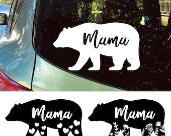 Mama Bear Vinyl Decal Sticker | Floral Mama Bear Sticker | Gift for Mom | Vinyl Decal for Car Laptop Window Bottle Door Mug Mirror Tumbler