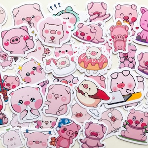 43 Stück Kawaii Piggie-Aufkleber, süßes Schweinchen, Bullet Journal, Piggy-Planer, Scrapbooking, Tagebuch, Aufkleber, Geschenk, Dekoration, Umschlag, Siegeloption, Schlüsselanhänger