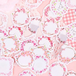 45 Stück Kirschblüten Blumen Kranz Aufkleber, Sakura Bullet Journal Aufkleber, Planner Aufkleber, Scrapbook Geschenk Dekoration Umschlag Siegel