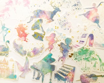 60pcs Large Serenade Stickers, Ballerina Angel Violin Musical Bullet Journal Sticker Planner Sticker Scrapbook Envelope Seal Gift Decoration