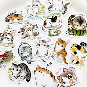 45st schattige kat sticker, kitten Bullet Journal sticker, cartoon kat planner sticker scrapbooking dagboek sticker cadeau decor envelop zegel