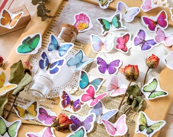 45pcs Colorful Butterfly Stickers, Butterfly Bullet Journal Sticker Planner Sticker Scrapbooking Diary Sticker Gift Decoration Envelope seal
