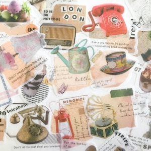 20pcs Vintage Life Sticker, Telephone Record Player Ice cream Bullet Journal Sticker Planner Sticker Scrapbook Gift Decoration Envelope Seal