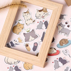 45pcs Cute Cat Stickers, Cat Bullet Journal Sticker, Kitten Cat Planner Sticker, Scrapbooking Diary Sticker Gift Decoration Envelope seal