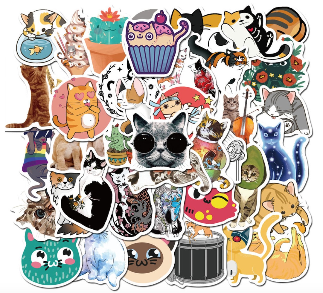 25pcs Vinyl Cat Stickers Bomb Pack, Waterproof Cat Bombing Stickers for ...