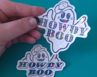 Howdy Boo Ghost Sticker | Ghost Sticker | Boo Sticker | Southern Ghost Sticker | Cowboy Hat Sticker