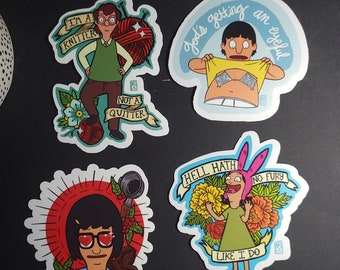 Bob&#39;s Burgers Tattoo Sticker Pack | Louise Belcher Sticker | Gene Belcher Sticker | Tina Belcher Sticker | Philip Frond Sticker
