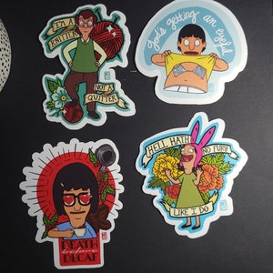 Bob&#39;s Burgers Tattoo Sticker Pack | Louise Belcher Sticker | Gene Belcher Sticker | Tina Belcher Sticker | Philip Frond Sticker