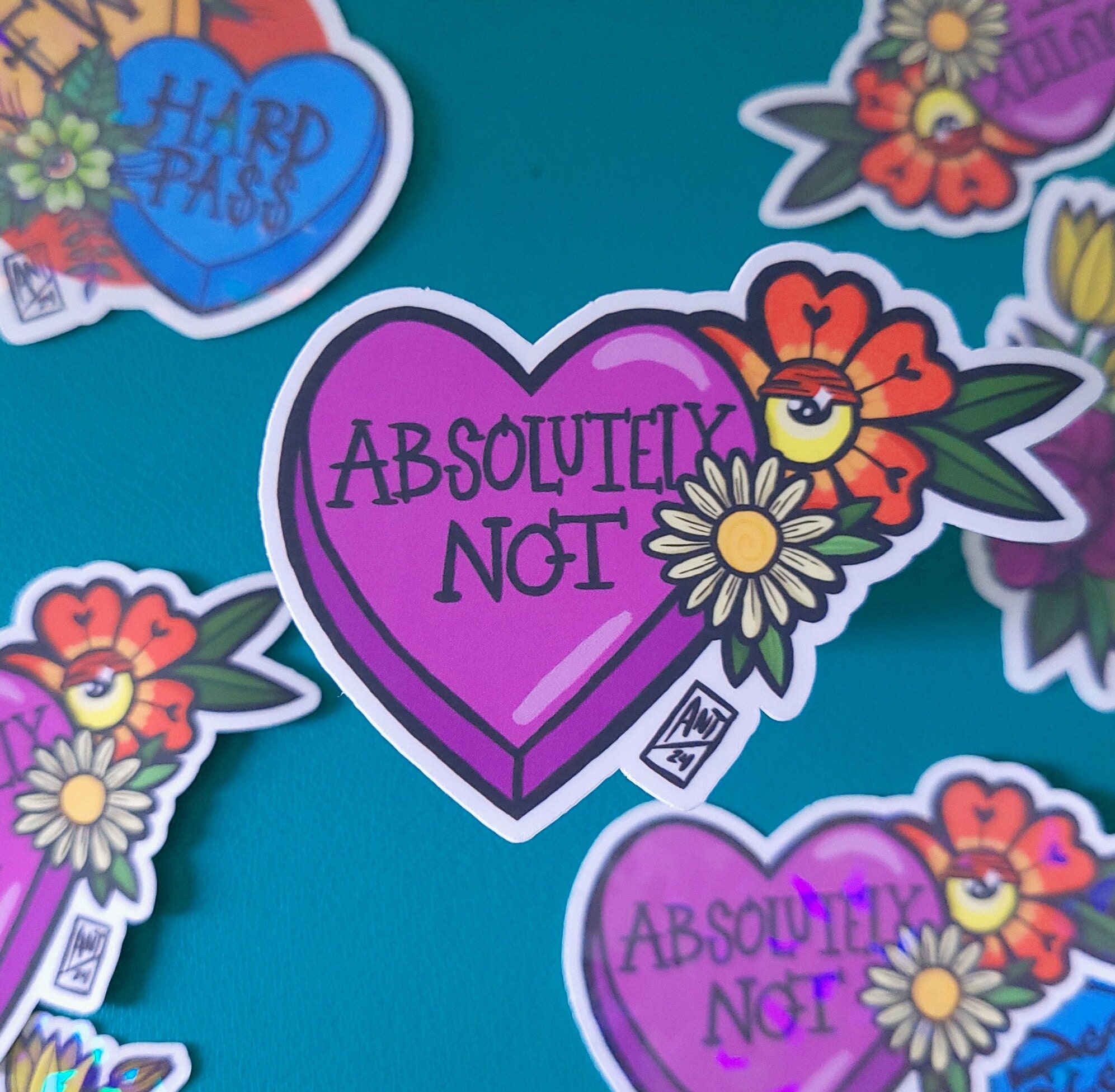 Confrontational Heart Stickers | Absolutely Not Decal | Ew Sticker ...
