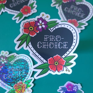 Pro Choice Heart Sticker | Women&#39;s Rights Decal | Feminist | Pro Choice Decal | American Traditional Sticker | Tattoo Style Women&#39;s Rights