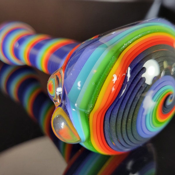 Midnight rainbow" inside out handmade glass spoon pipe
