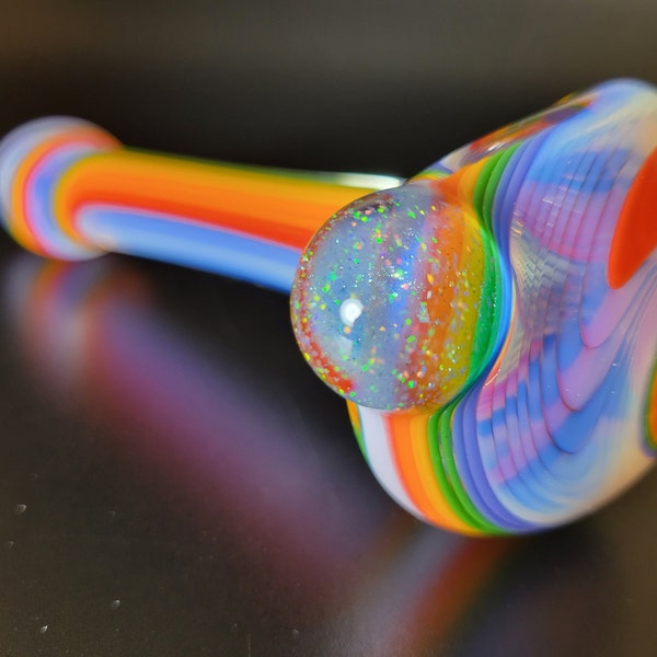 5" inside out rainbow/blossom spoon with crushed opal lens