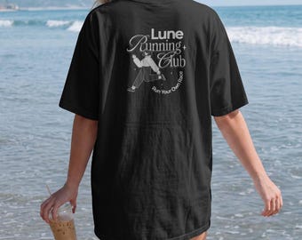 Lune Running Club T-shirt | Run Your Own Race | Aesthetic Night Run Shirt Women | Oversized Runner Tee | Run Club Gift