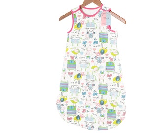 Garden Animals 100% Cotton 1.5 TOG Baby Newborn Sleeping Bag Sleep Sack Shower Gift Autumn Spring Cosy 0-3 Months 3-6 Months Small Medium