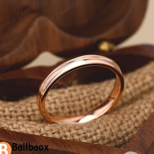 Anillo de oro rosa sólido de 14 quilates Anillo de apilamiento de oro liso delicado Anillo de boda Anillo minimalista Anillo de pareja Anillo de novia Anillo de promesa de aniversario