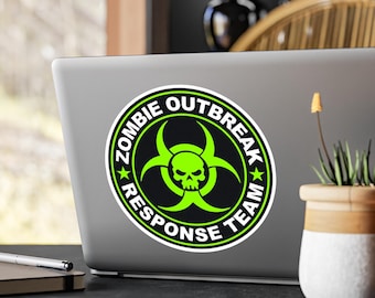 Naklejka Zombie Outbreak Response Team, wycinana z winylu naklejka | Zielony emblemat przetrwania
