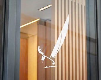 Windsurfer Silhouette Catamaran Decal Hobie Cat Sailing Ocean Racing Sticker | Die-Cut Sticker